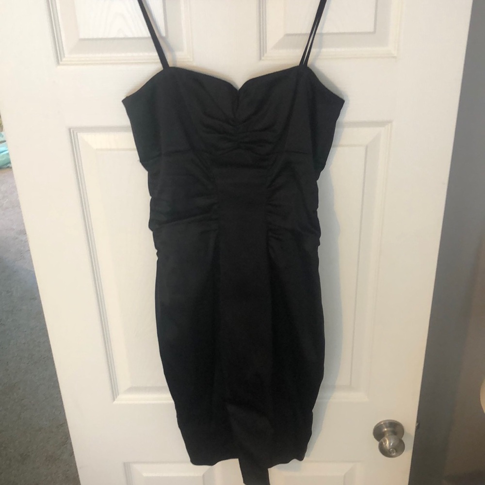 Black bodycon dress-sateen fabric
